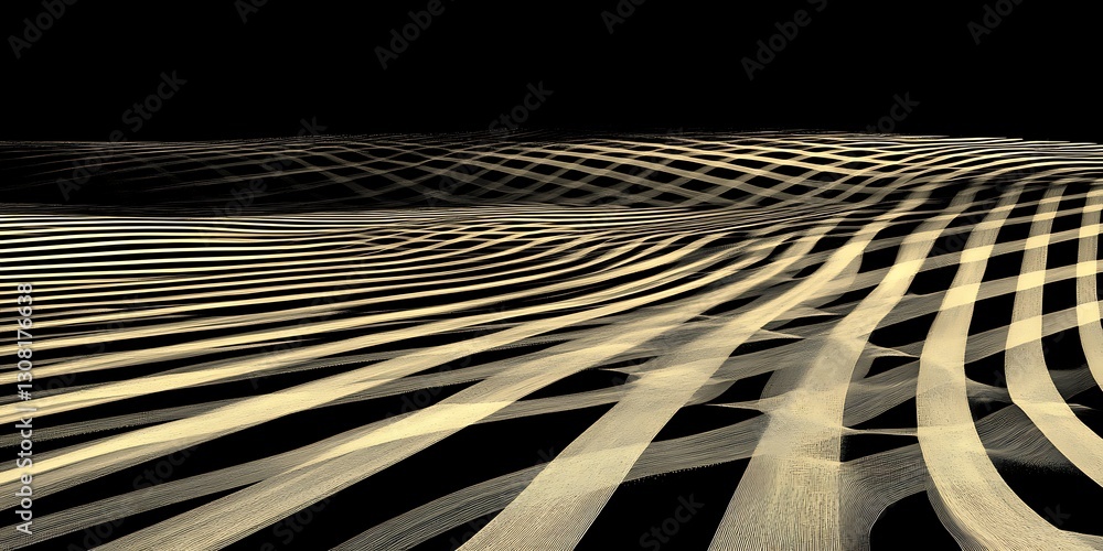 Poster sinuous ribbons creating abstract landscape with artistic touch, unique effect