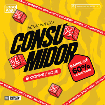 Semana do Consumidor or consumer week Discount Offer Poster Design