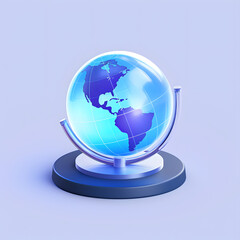 Digital technology 3D blue and white transparent glass globe icon ICON