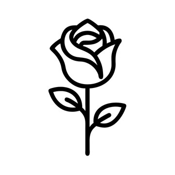 recommend clip art: Hand drawing black and white rose flower outline vector