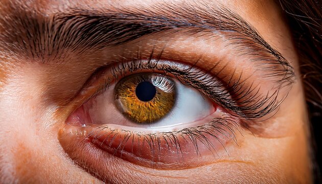 close up of brown eye with conjunctival hyperemia