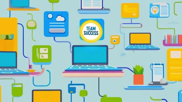 vector illustration of a laptop with icons