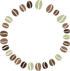 Abstract coffee beans wreath flat design border illustration for decoration on coffee cafe, coffee drinks and restaurant.