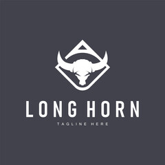 longhorn logo silhouette design illustration of farm symbol with vintage simple template concept