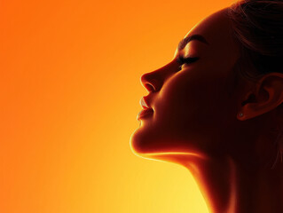 Serene moment of a woman with closed eyes captured in silhouette during a volatile volleyball spike action