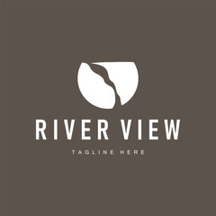 river logo design with beautiful natural scenery concept simple illustration template