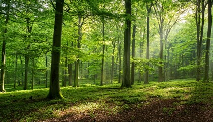 Naklejka premium green beech forest