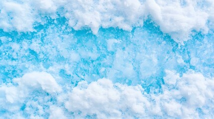 Fresh Snow on a Frozen Surface with Bright Blue Underlying Color
