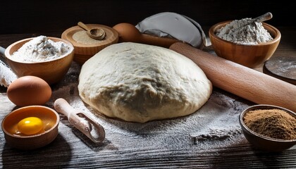 Fototapeta premium dough recipe ingredients