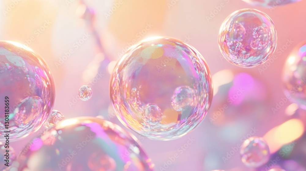 Poster captivating artistic depiction of floating collagen bubbles with ir standard laboratory environment 