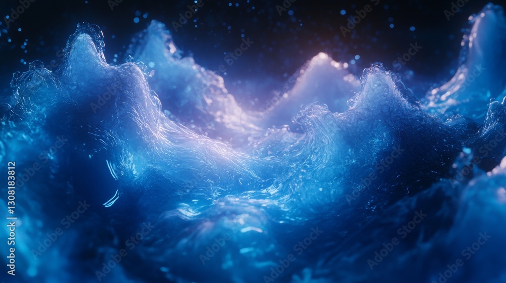 Aufkleber exploring artistic molecular composition floating in a fluid a visual journey through abstract scien