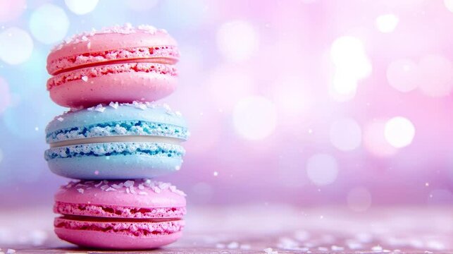 Colorful macaroons in a blurred background