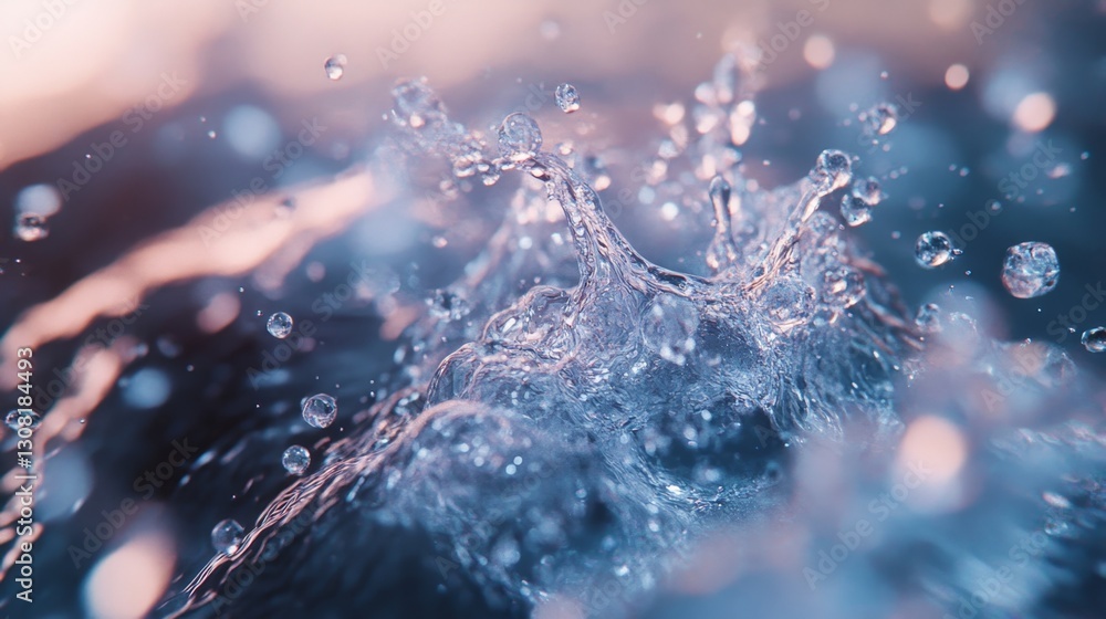 Poster exploring artistic representations of water molecules in a fluid medium a visual journey through sci