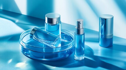 Showcasing clean and stylish gel skincare products in a petri dish a scientific exploration of beauty innovations