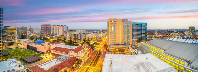 Downtown San Jose city skyline, cityscape of  Silicon Valley in California