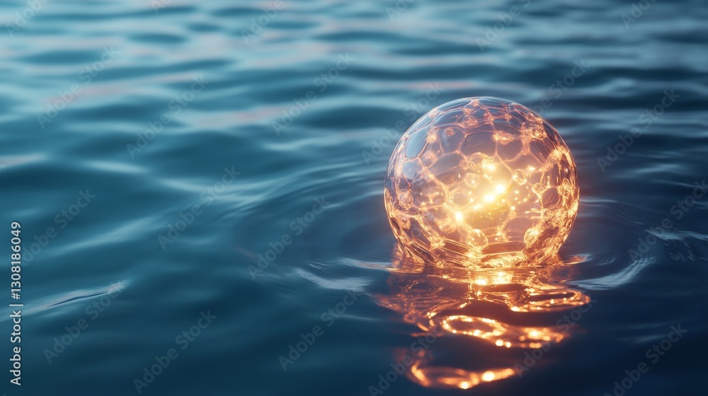 Poster molecular bubble glowing softly floating on a serene background visual art ethereal environment clos