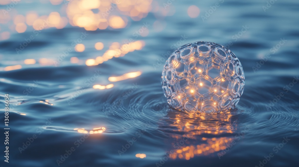 Poster molecular bubble glowing softly floating in a tranquil environment scientific visualization nature c
