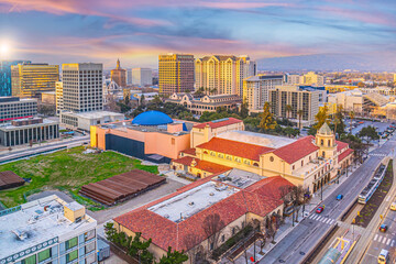 Downtown San Jose city skyline, cityscape of  Silicon Valley in California