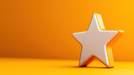 Obraz premium White star on a bright yellow background representing customer review integration in realistic photography
