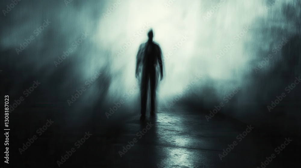 Fototapete Abstract representation of fear with dark tones and mysterious silhouettes invoking a sense of unease in a blurred background Generative AI