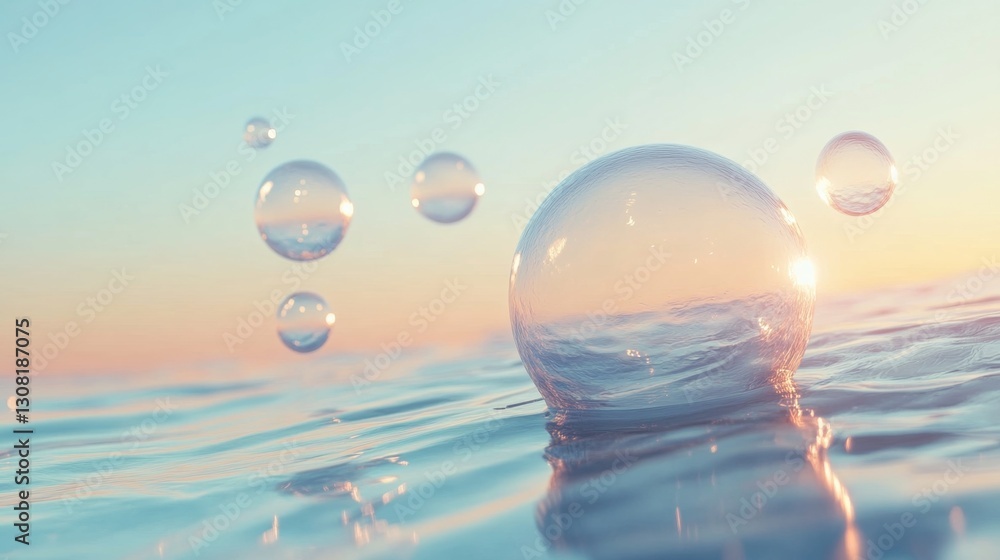Poster creating an elegant molecular bubble in a softly glowing environment 3d render scientific realm macr