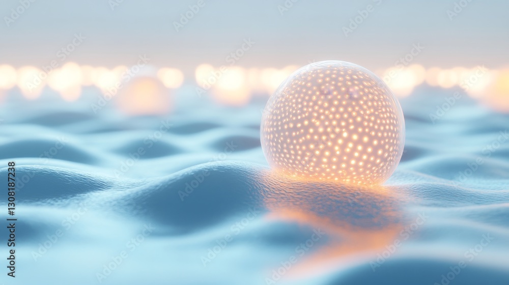 Poster elegant rendering of liquid bubble with glowing molecule standard digital art abstract environment c