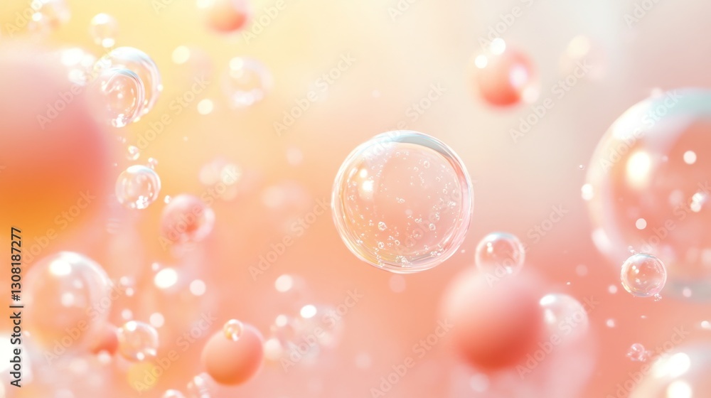 Poster dynamic collagen bubble motion rendering digital studio visual animation ethereal environment close-
