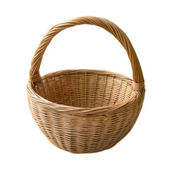 Obraz premium Handcrafted Wicker Basket with Sturdy Handle for Versatile Use.