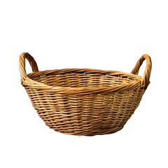 Obraz premium Handcrafted Wicker Basket with Dual Handles for Storage and Decor.