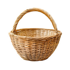 Obraz premium Handcrafted Wicker Basket with Sturdy Handle for Versatile Use.