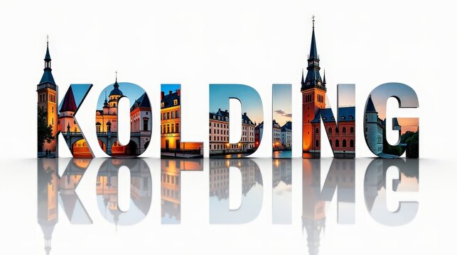 Kolding letters City, Word illustration, travel and tourism in Denmark Attraction Wall Gift Decoration