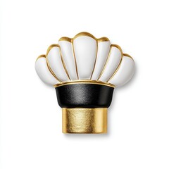 Elegant Gold and White Chef Hat Icon, Generative AI.