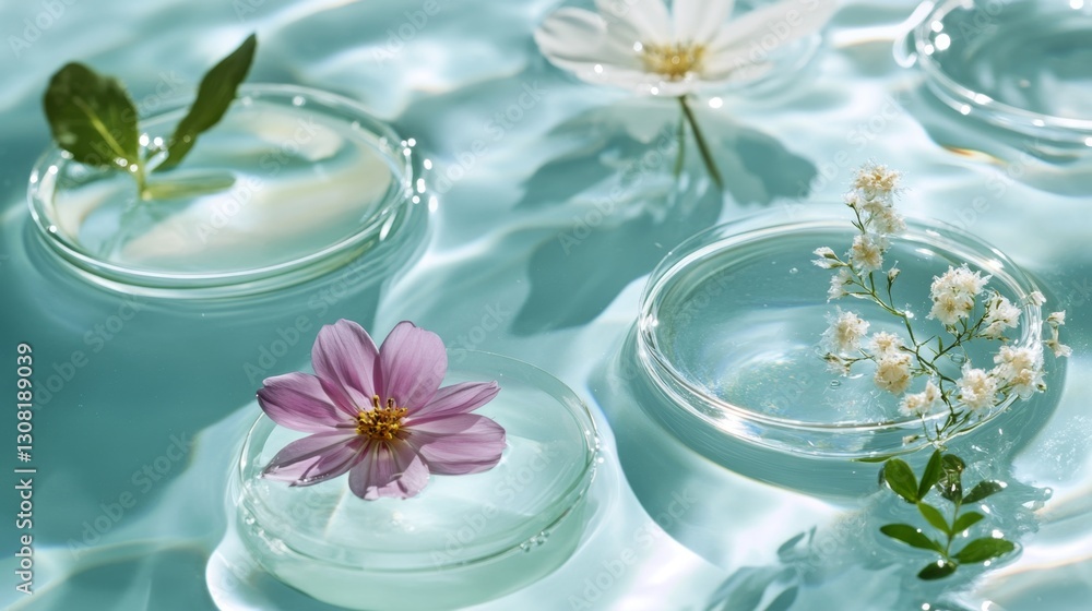 Poster gently floating petri dishes with botanical extracts a standardized study in a controlled environmen