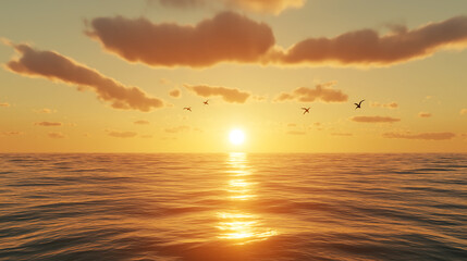 Obraz premium Sunrise Ocean Waves, Summer Background.