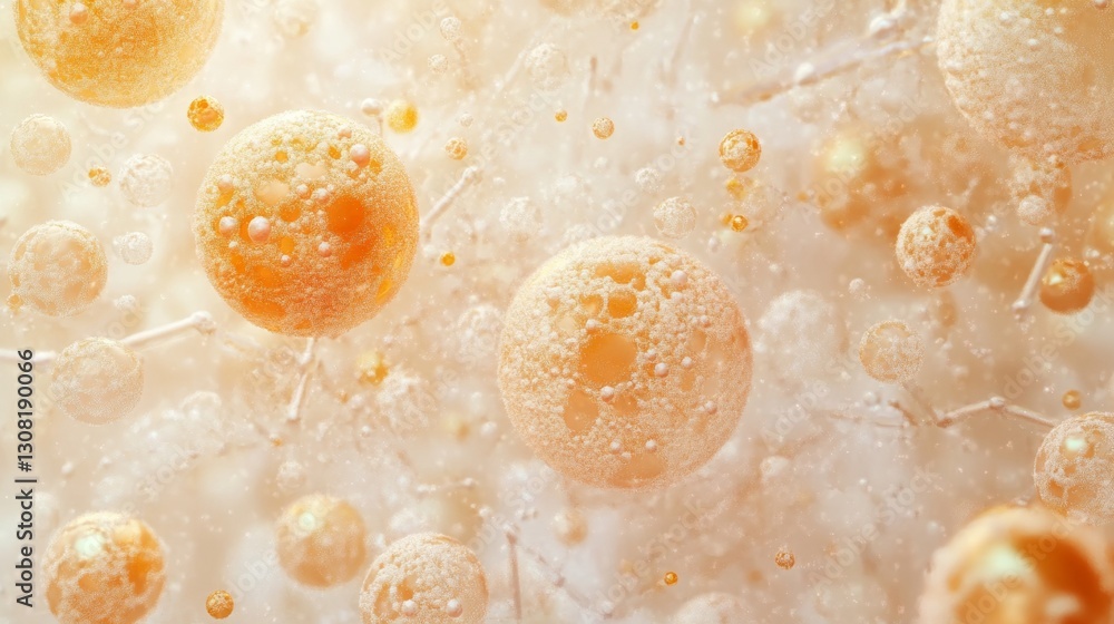 Poster exploring the intricate molecular background of collagen bubbles in a lab environment detailed insig