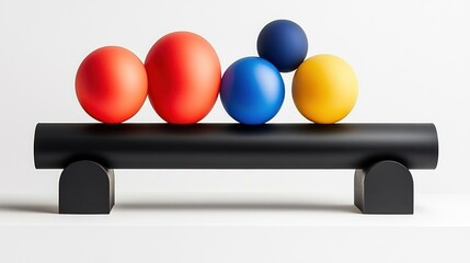 Bold Geometric Shapes in Primary Colors on a Simple Black Stand