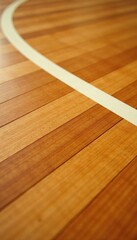 Close-up of maple wood basketball court texture, brown, shiny