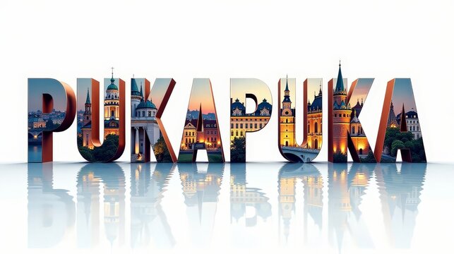 Pukapuka letters City, Word illustration, travel and tourism in Cook islands Attraction Wall Gift Decoration