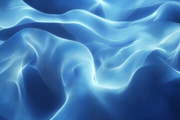 Fototapeta premium A flowing wave of translucent blue fabric evokes calm and tranquility, with light highlighting its delicate textures and softness—perfect for backgrounds or abstract designs.