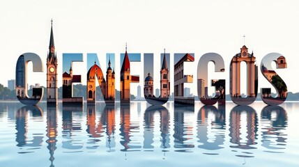 Cienfuegos letters City, Word illustration, travel and tourism in Cuba Attraction Wall Gift Decoration