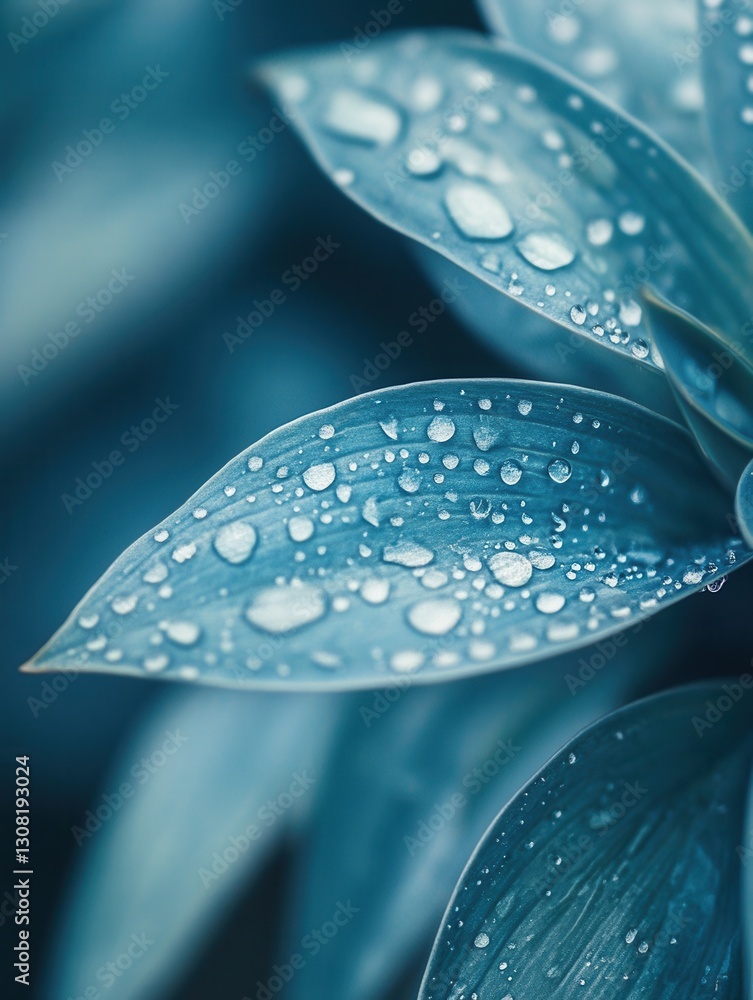 Fototapete soft blue tones and raindrops create an abstract expression of sadness in a blurred background gener