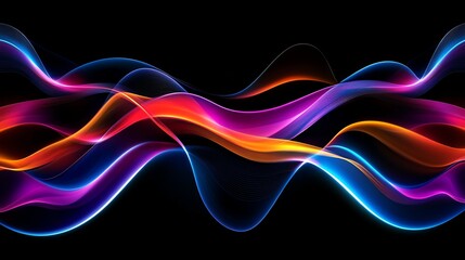 Holographic waveforms with bright neon highlights, futuristic digital interface concept