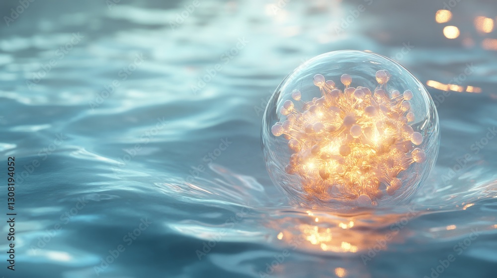 Poster gently illuminated molecular bubble microcosm of intricate details science lab digital art close-up 
