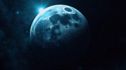 Obraz premium Orbital view of Moon, hyper textures, surreal elements, enigmatic color