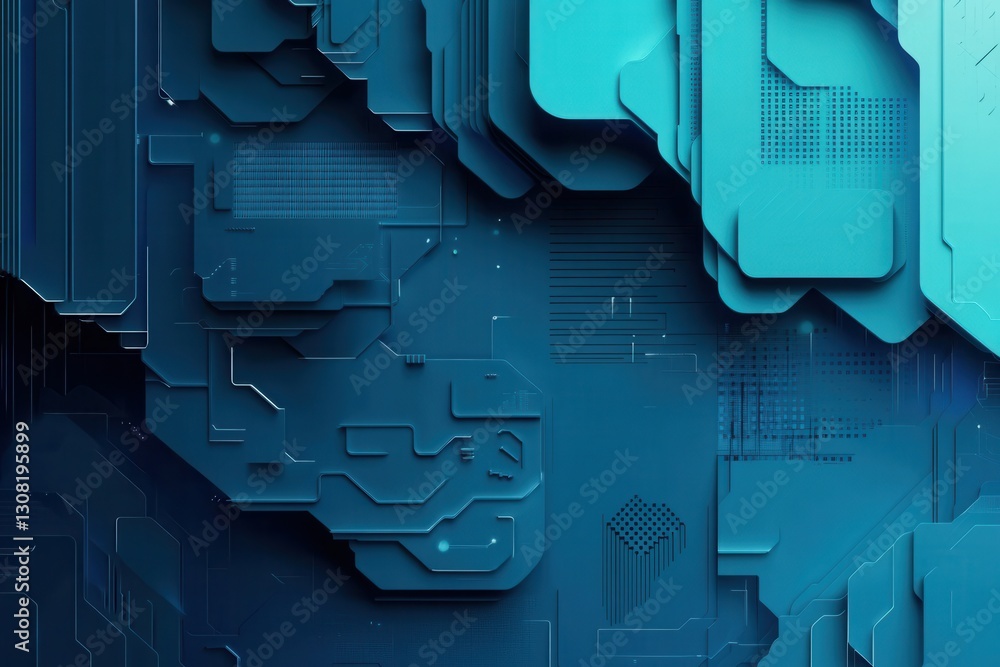 Leinwandbilder modern paper art background showcasing abstract layered cut outs and pixelated shapes representing d