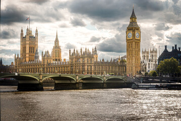 big ben and houses