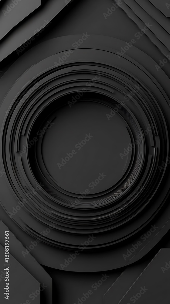 Poster monochrome concentric circles and polygon shapes elegant background