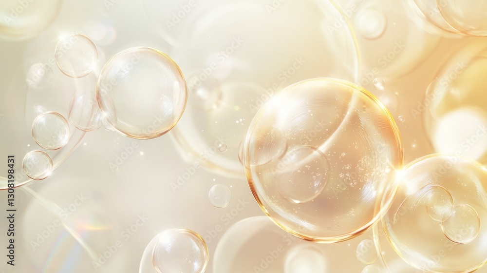 Poster floating transparent bubbles glowing with molecular essence in a standardized environment a unique p