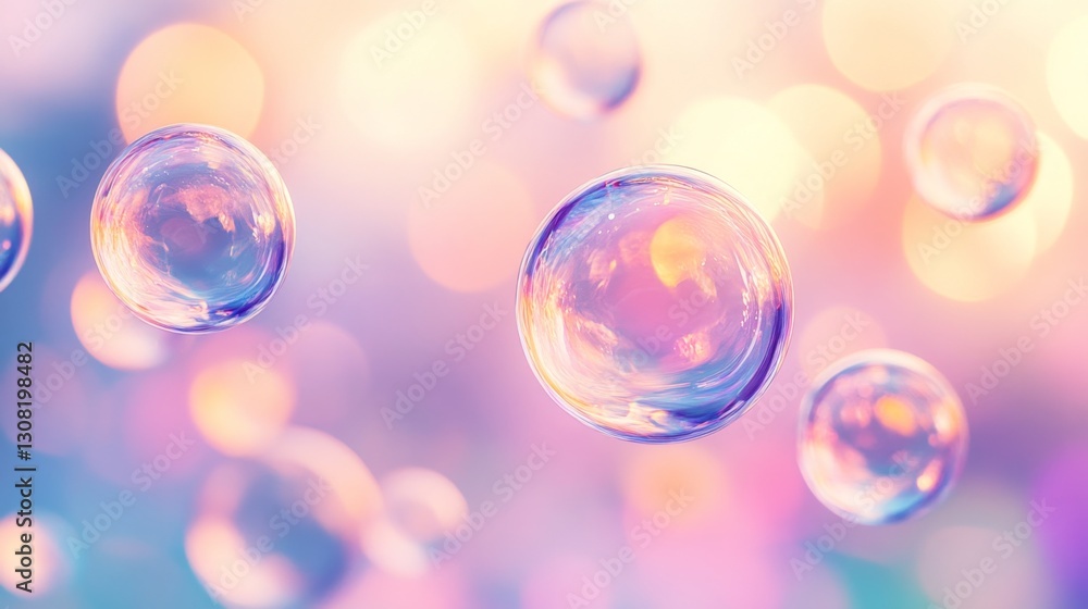 Poster illuminating transparent collagen bubbles filled with glowing particles a captivating display of bio