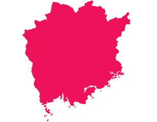 岡山県　地図　マゼンタ　イラスト